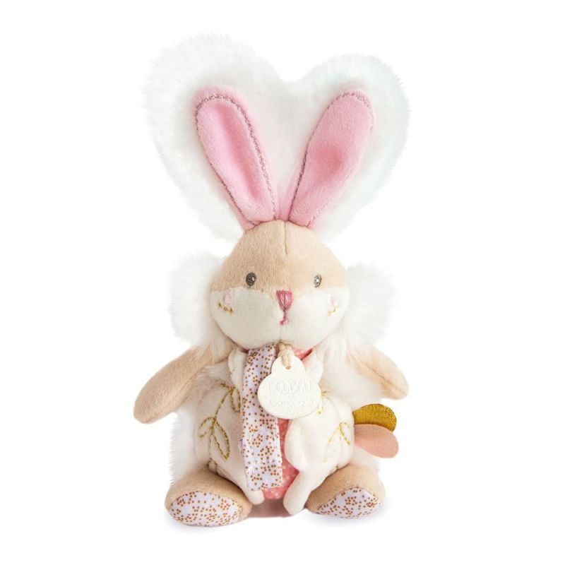  - lapin sucre attache-sucette avec hochet rose 